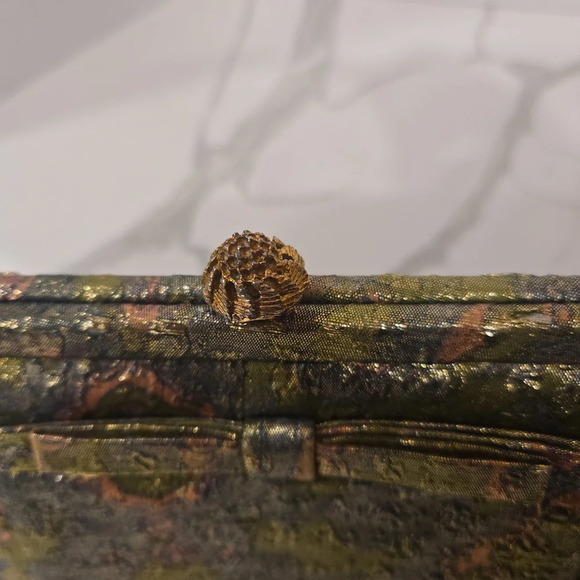 RARE Vintage Antique 1950s Rosart Tapestry Bag Pink Green Gold - Picture 8 of 12